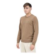 Lacoste Beige Crewneck Sweater Höst Vinter Beige, Herr