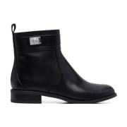 Michael Kors Svart Rem Platta Ankel Bootie Black, Dam