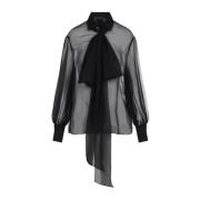 Valentino Svart Sidenskjorta Elegant Stil Black, Dam