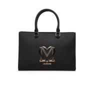 Love Moschino Stilren Handväska med Avtagbar Axelrem Black, Dam