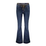 Geisha Flare Denim Jeans med Sydd Söm Blue, Dam