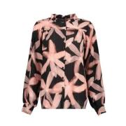 Geisha Svart & Rosa Tryckt Blus Multicolor, Dam