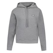 Maison Kitsuné Räv Huvud Patch Hoodie Grå Melange Gray, Herr