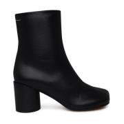 MM6 Maison Margiela Svarta läderankelstövlar Black, Dam