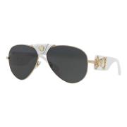 Versace Gold White/Dark Grey Sunglasses Gray, Herr