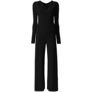 Norma Kamali Svart V-ringad jumpsuit med långa ärmar Black, Dam