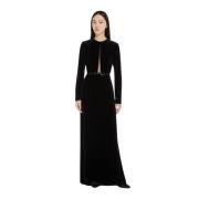 Max Mara Sammet Lång Klänning - Array Black, Dam