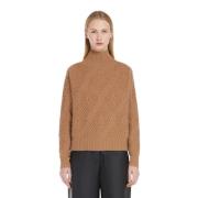 Max Mara Argyle Cashmere Blend Sweater Brown, Dam