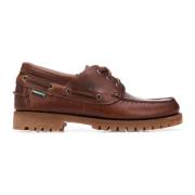 Sebago Bruna lädermockasiner med präglad textur Brown, Herr