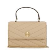 Tory Burch Beige Läderplånbok med Kedjesträng Beige, Dam