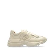 Gucci Ivory Sneakers med Interlocking G Logo Beige, Dam