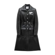 Courrèges Vinyl Trench Coat i Svart Black, Dam