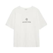 Anine Bing Retro Jaylin Monogram T-shirt i Elfenben Beige, Dam