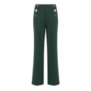 Nenette Elegant Wide Leg Trousers Green, Dam