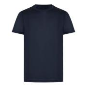 Low Brand Blå Bomull T-shirt med Crew Neck Blue, Herr