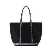 Vanessa Bruno Svart Bomulls Shopper Väska med Pailletter Black, Dam