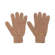 Moschino Bruna Ullstickade Handskar med Guldlogotyp Brown, Herr