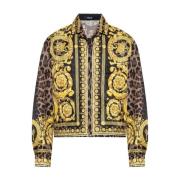 Versace Leopardmönstrad Dragkedja Jacka Yellow, Herr