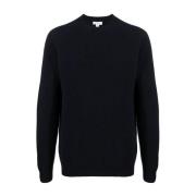 Sunspel Mörk Marinblå Lambswool Crew Neck Tröja Blue, Herr