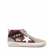 Golden Goose Glitter Stjärna Patch Sneakers Red, Dam