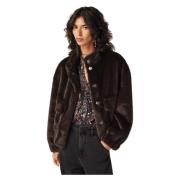 Ba&Sh Faux Fur Cropped Coat - Chocolat Brown, Dam