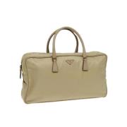 Prada Vintage Pre-owned Nylon handvskor Beige, Dam