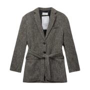 Blanche Oversized Ull-Bomull Blazer Gray, Dam