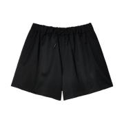 Simone Rocha Flare Shorts med Fejkpälsficka Kolsvart Black, Dam