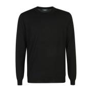 Zanone Svart Crew Neck Sweater Black, Herr