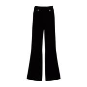 Twinset Flare Stickade Byxor med Ovala Knappar Black, Dam