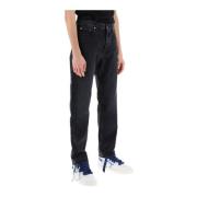 Off White Vintage-tvättade vanliga jeans med avsmalnande passform Gray...