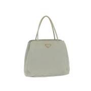 Prada Vintage Pre-owned Nylon handvskor Gray, Dam