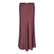 mbyM Bordeaux Satin Maxi Kjol Maila Red, Dam