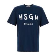 Msgm Stilren Navy Blue Bomull T-shirt Blue, Herr