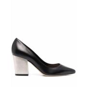 Sergio Rossi Elegant Svart Läder Mitten Häl Pumps Black, Dam