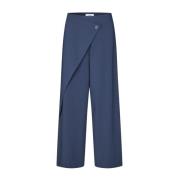 mbyM Marinblå Wrap Wide Leg Byxor Emana Blue, Dam