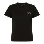 Pinko Bomull T-shirt med unik design Black, Dam