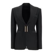 Max Mara Ull Smoking Blazer med Juvel Tassels Black, Dam