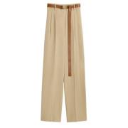 Max Mara Studio Canvasbyxor med franska fickor Beige, Dam