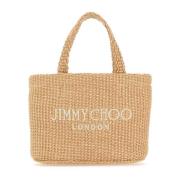 Jimmy Choo Mini Strandväska i Beige Raffia Beige, Dam