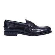 Tod's Svarta läderloafers med logodetalj Black, Herr