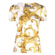 Versace Jeans Couture Barocco-print vit bomull t-shirt Multicolor, Dam