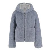 Jakke Faux Fur Huva Dragkedja Jacka Blue, Dam