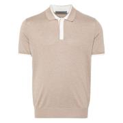 Corneliani Casual Polo Shirt i Beige Silk/Bomull Beige, Herr