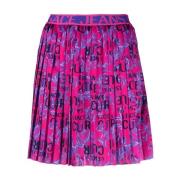 Versace Jeans Couture Barock Plisserad Minikjol i Lila Purple, Dam