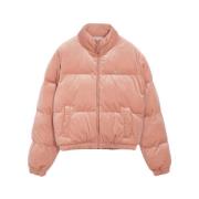 Juicy Couture Svart Quiltad Velour Tratt Hals Puffer Pink, Dam