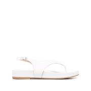 Stuart Weitzman Vit läder tåsandaler White, Dam