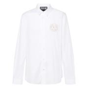 Versace Jeans Couture Vit Långärmad Poplin Skjorta White, Herr