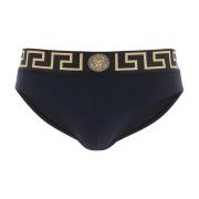 Versace Svarta Lycra Simbriefs med Greca Motif Black, Herr