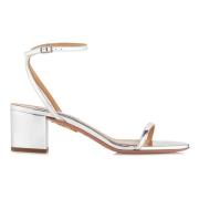 Aquazzura Eleganta silverfärgade sandalklackar Gray, Dam